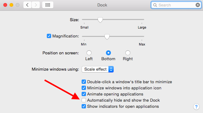 Dock System Preferences