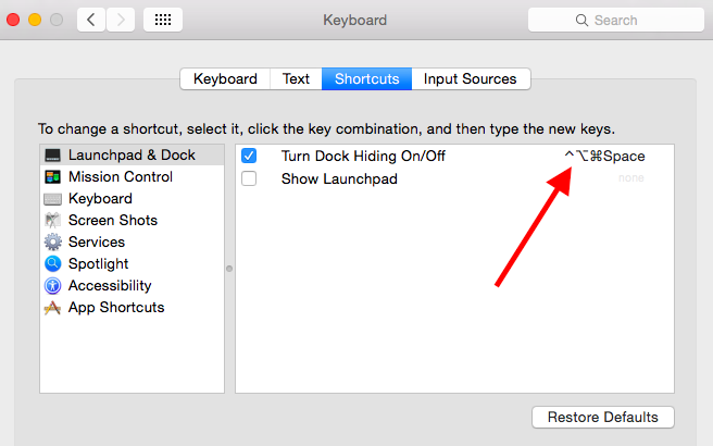 Dock System Preferences